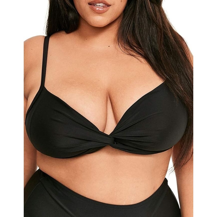 Figleaves Womens Bikini Top 18 Black Curve Rene Loop Front Twist Detail